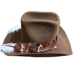 VTG Trail Ridge Dynafelt Water Repellent Fur Blend Cowboy Feather Western Hat